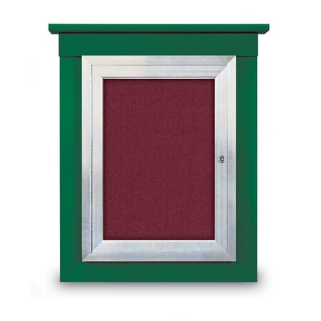 United Visual Products 60"x48" 2-Door Enclosed Letterboard, Header, Grey Felt/Walnut UV2626HD-WALNUT-GREY